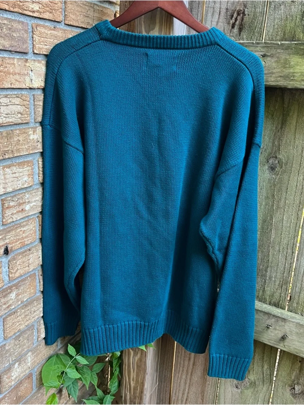 Vintage Eddie Bauer Teal Crewneck Sweater - Men's Knit Pullover - Picture 3 of 3